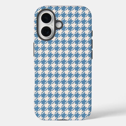 Coques Case-Mate iPhone Houndstooth Blue+Cream Rpt Motif (Verso)