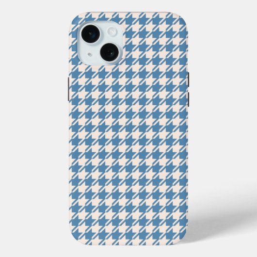 Coques Case-Mate iPhone Houndstooth Blue+Cream Rpt Motif (Verso)