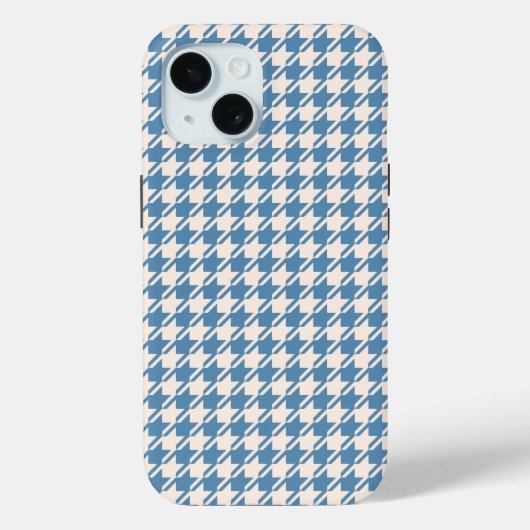 Coques Case-Mate iPhone Houndstooth Blue+Cream Rpt Motif (Verso)