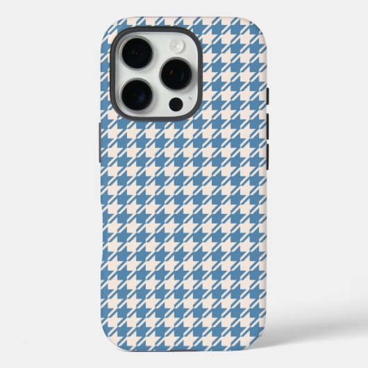 Coques Case-Mate iPhone Houndstooth Blue+Cream Rpt Motif (Verso)
