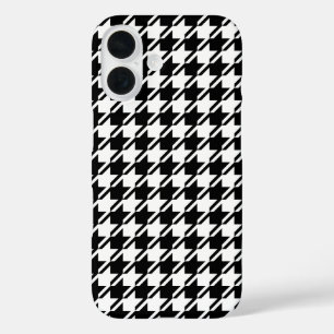 Coques iPhone 16 Houndstooth BW Rpt Motif