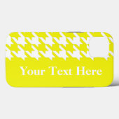 Coques Case-Mate iPhone Houndstooth élégant citron avec texte personnalisé (Verso (horizontal))