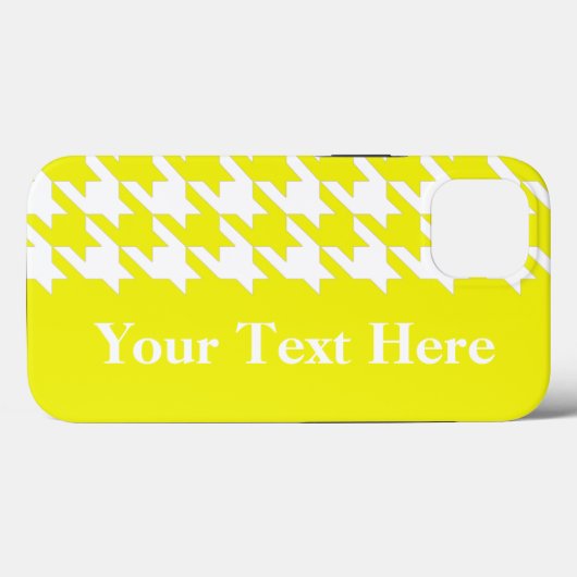 Coques Case-Mate iPhone Houndstooth élégant citron avec texte personnalisé (Verso (horizontal))