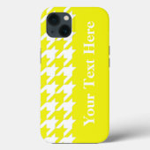 Coques Case-Mate iPhone Houndstooth élégant citron avec texte personnalisé (Verso)