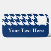 Coques Case-Mate iPhone Houndstooth élégant Navy avec texte personnalisé (Verso (horizontal))