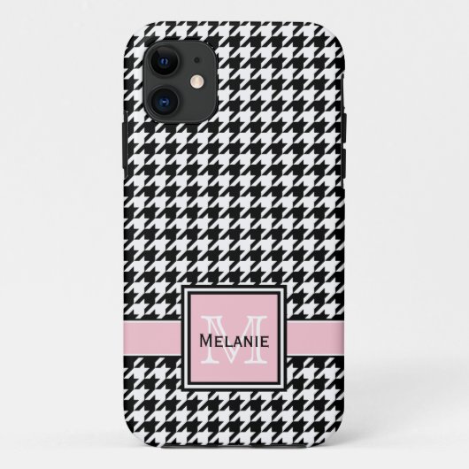 Coques Case-Mate iPhone Houndstooth graphique tendance avec Monogramme per (Dos)