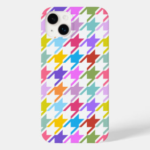 Coque Pour iPhone 14 Plus Houndstooth Multicolor+White Big Motif