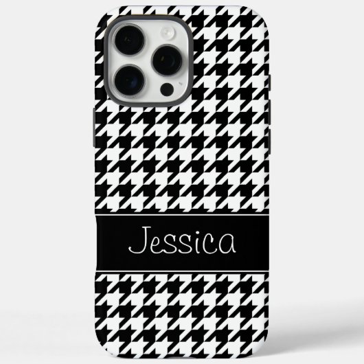 Coques Case-Mate iPhone Houndstooth noir et blanc Preppy Personnalisé (Verso)