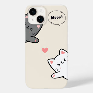 COQUE POUR iPhone 14 HOUSSE DE TÉLÉPHONE DESIGN MIAOU CHAT