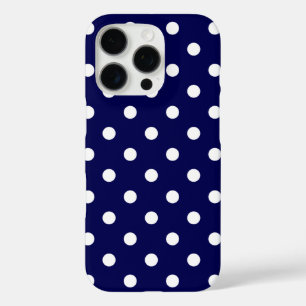 Coques iPhone 16 Pro Housse de téléphone portable bleu foncé avec pois 