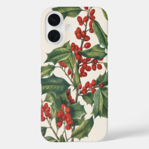 Coques iPhone 16 Houx de Noël Classique avec Baies Rouges Art