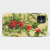 Coques Case-Mate iPhone Houx vintage de Noël (Dos (Horizontal))