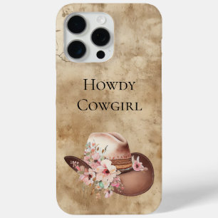 Coque iPhone 15 Pro Max Howdy Cowgirl rose Floral Casquette Western Chic
