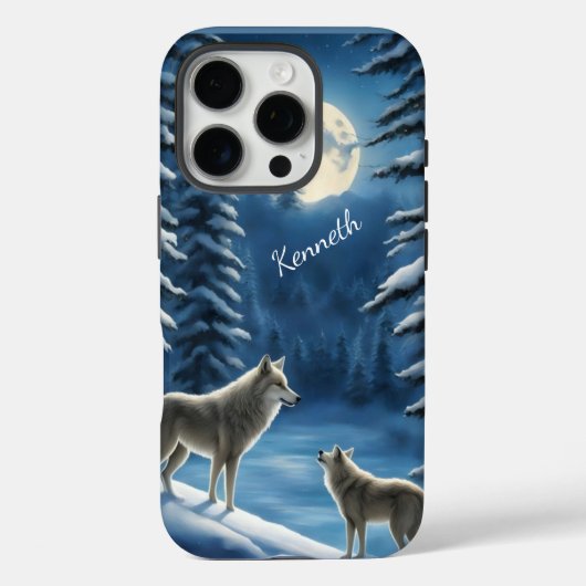 Coques Case-Mate iPhone Howling Wolf Silhouette contre Lune (Verso)