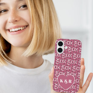 Coques iPhone 16 Hugs Personnalisés Bisous XOXO Rose
