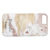 Coques Case-Mate iPhone Huile Abstraite en marbre Rose or avec les coeurs (Dos (Horizontal))