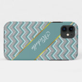 Coques Case-Mate iPhone Huile d'argent et ZigZag Turquoise (Dos (Horizontal))