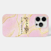 Coques Case-Mate iPhone Huile de luxe Pink Faux Or Monogramme Brosse (Verso (horizontal))