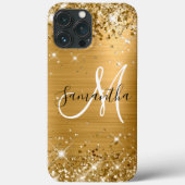 Coques Case-Mate iPhone Huile d'or Glitter Monogramme noir et blanc (Verso)