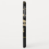 Coques Case-Mate iPhone Huile d'or - Noir moderne élégant Monogramme de ma (Dos/Gauche)