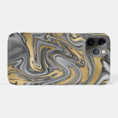 Coques Case-Mate iPhone Huile Noire, Blanc Et Or Marbré Slick Abstrait (Dos (Horizontal))
