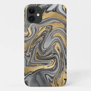 Case-Mate iPhone Case Huile Noire, Blanc Et Or Marbré Slick Abstrait