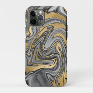 Case-Mate iPhone Case Huile Noire, Blanc Et Or Marbré Slick Abstrait