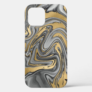 Case-Mate iPhone Case Huile Noire, Blanc Et Or Marbré Slick Abstrait