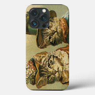 Etui iPhone 13 Pro Humour vintage, Chats de mariée victorienne en Cas
