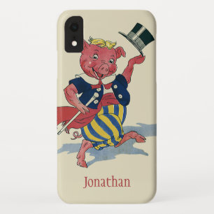 Coques Pour iPhone Humour Vintage, joli cochon heureux qui danse