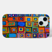 Coques Case-Mate iPhone Hundertwasser Inspiré Des Carrés Vibrants (Verso (horizontal))