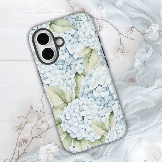 Coques Case-Mate iPhone Hydrangea Bleue Élégante Aquarelle 