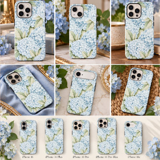 Coques iPhone 16 Hydrangea Bleue Élégante Aquarelle