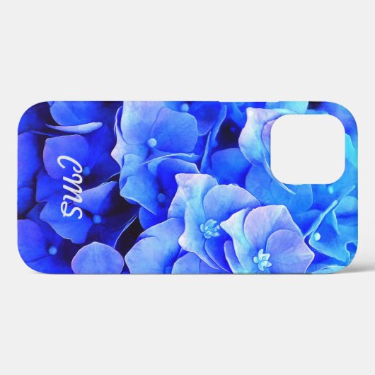 Coques Case-Mate iPhone Hydrangea Blues Personnalisé (Verso (horizontal))