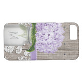 Coques Case-Mate iPhone Hydrangea Monogramme Mason Jar (Dos (Horizontal))