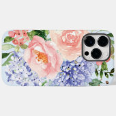 Coques Case-Mate iPhone Hydrangea Pivoine Florale de Printemps Bleu Rose A (Verso (horizontal))