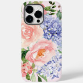 Coques Case-Mate iPhone Hydrangea Rose Fleur de Printemps Floral Rose Bleu (Verso)