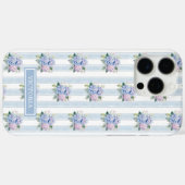Coques Case-Mate iPhone Hydrangeas Bleues et Roses Monogrammées (Verso (horizontal))