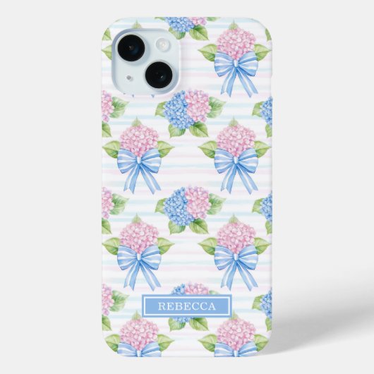 Coques Case-Mate iPhone Hydrangeas Bleus et Roses (Verso)