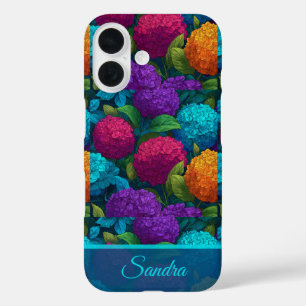Coques iPhone 16 Hydrangeas Florales Personnalisées pour Anniversai