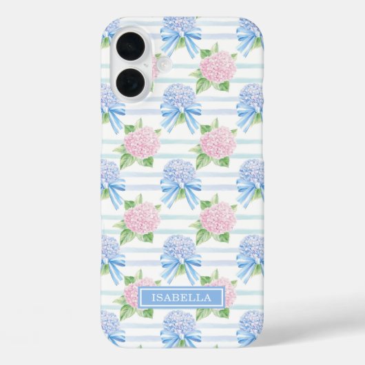 Coques Case-Mate iPhone Hydrangeas Rayées Rose et Bleu (Verso)