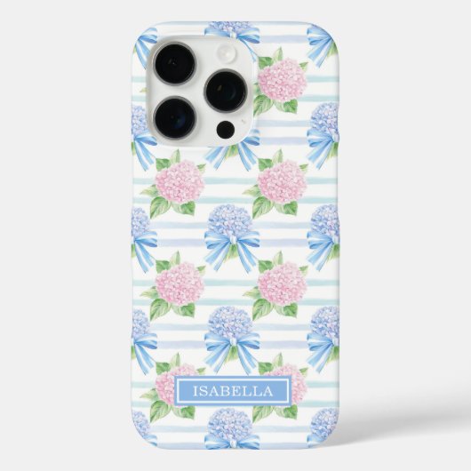 Coques Case-Mate iPhone Hydrangeas Rayées Rose et Bleu (Verso)