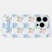 Coques Case-Mate iPhone Hydrangeas Rayées Rose et Bleu (Verso (horizontal))