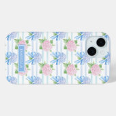 Coques Case-Mate iPhone Hydrangeas Rayés Rose et Bleu (Verso (horizontal))