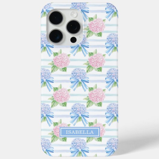 Coques Case-Mate iPhone Hydrangeas Rayés Rose et Bleu (Verso)