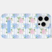 Coques Case-Mate iPhone Hydrangeas Rayés Rose et Bleu (Verso (horizontal))