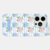 Coques Case-Mate iPhone Hydrangeas Roses et Bleus Rayés (Verso (horizontal))