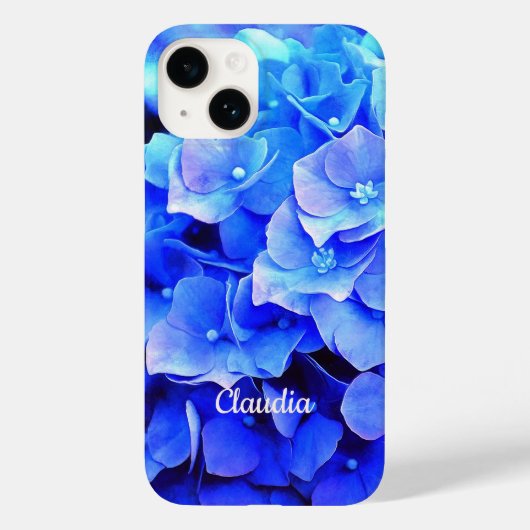 Coques Case-Mate iPhone Hydrangée bleue Monogramme Floral (Verso)