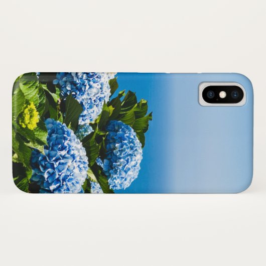 Coques Case-Mate iPhone Hydrangée bleue sur l'océan dégradé Positano (Dos (Horizontal))