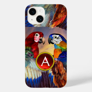 COQUE POUR iPhone 14 HYPER PARROTS /ROUGE ET BLEUE ARA GEMSTONE MONOGRA